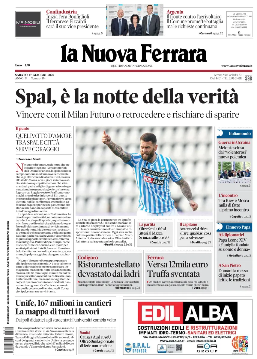 Prima-pagina-nuova ferrara-oggi-edizione-del-2025-05-17